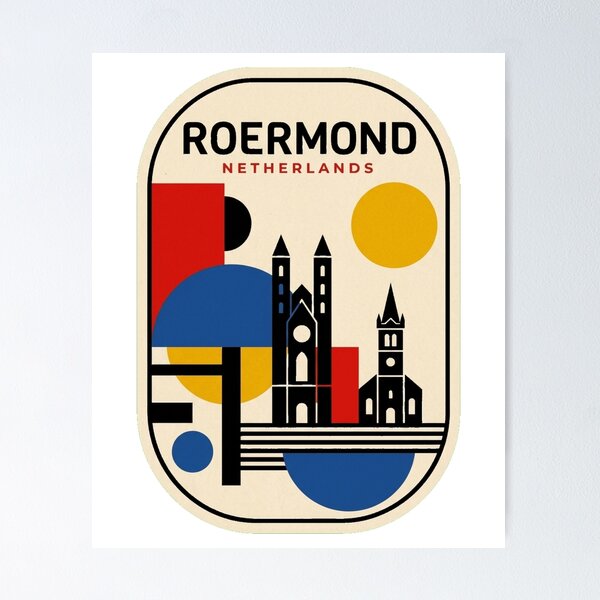 Item preview, Retro Roermond Bauhaus Geometric Skyline designed and sold by k3rstman1.
