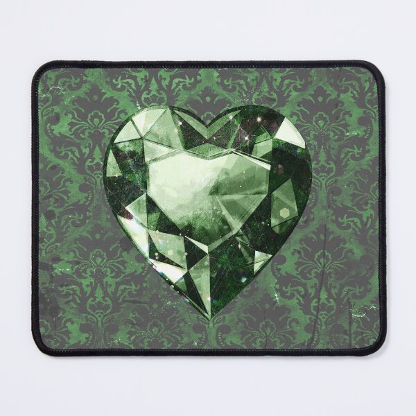 Item preview, Heart-Shaped Faceted Green Diamond Dark Academia Art designed and sold by Ghoul Enterprises.