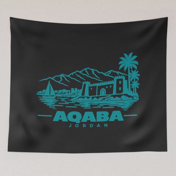 Item preview, Aqaba Jordan Line Art Coastline Poster designed and sold by CMYKStudio.