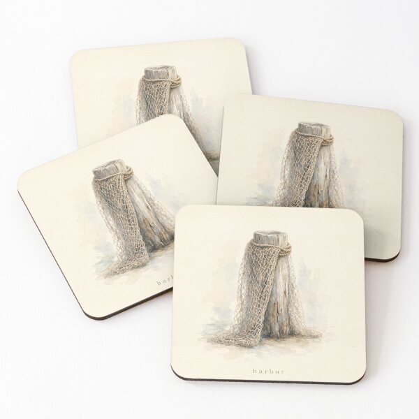 Item preview, Fishing Net Harbor Illustration | Coastal Wall Art designed and sold by FixationStudio.