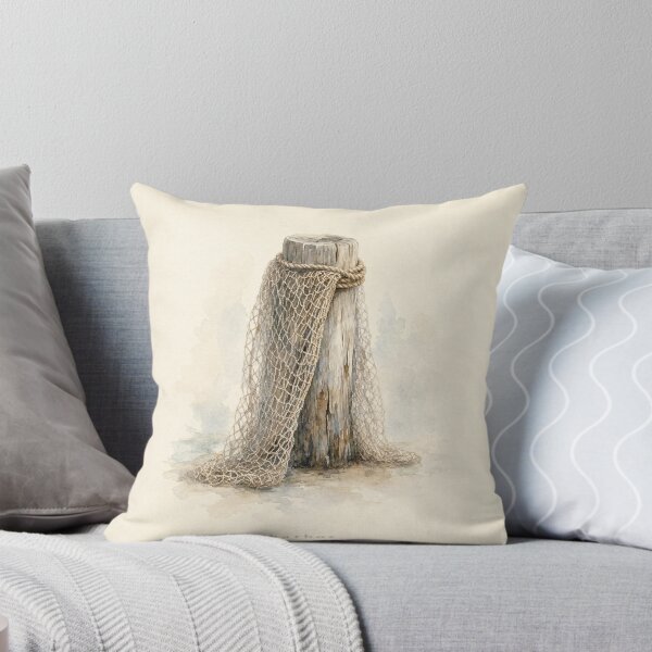 Item preview, Fishing Net Harbor Illustration | Coastal Wall Art designed and sold by FixationStudio.