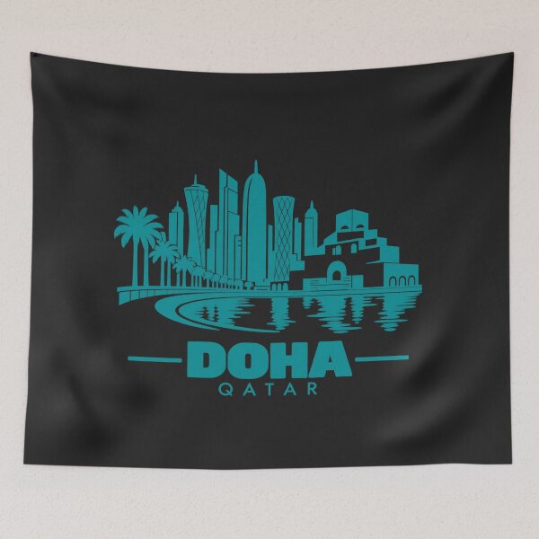 Item preview, Doha Qatar Line Art Skyline Poster designed and sold by CMYKStudio.