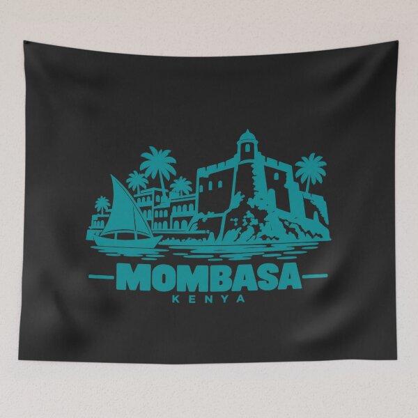Item preview, Mombasa Kenya Line Art Coastline Poster designed and sold by CMYKStudio.