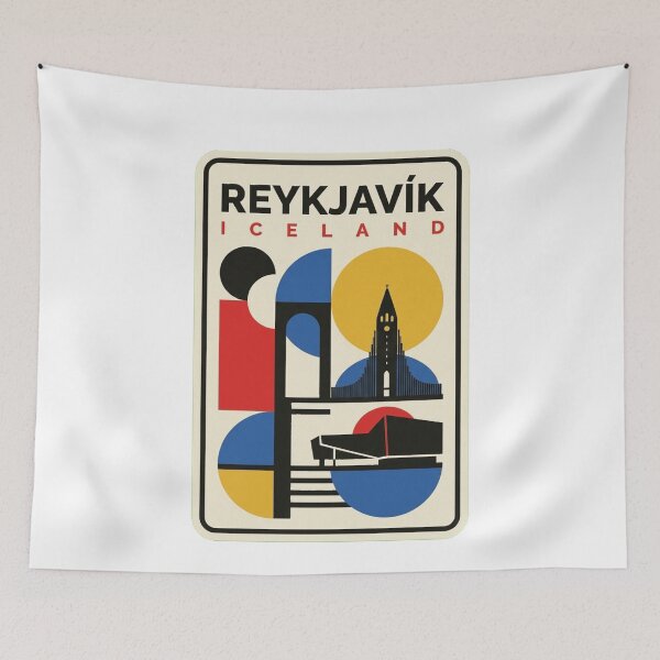 Item preview, Retro Reykjavík Bauhaus Geometric Skyline designed and sold by k3rstman1.
