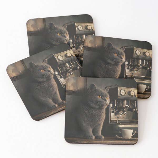 Item preview, Grey Cat in a Moody Cafe designed and sold by Purrista Studio.