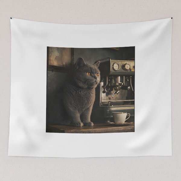 Item preview, Grey Cat in a Moody Cafe designed and sold by Purrista Studio.