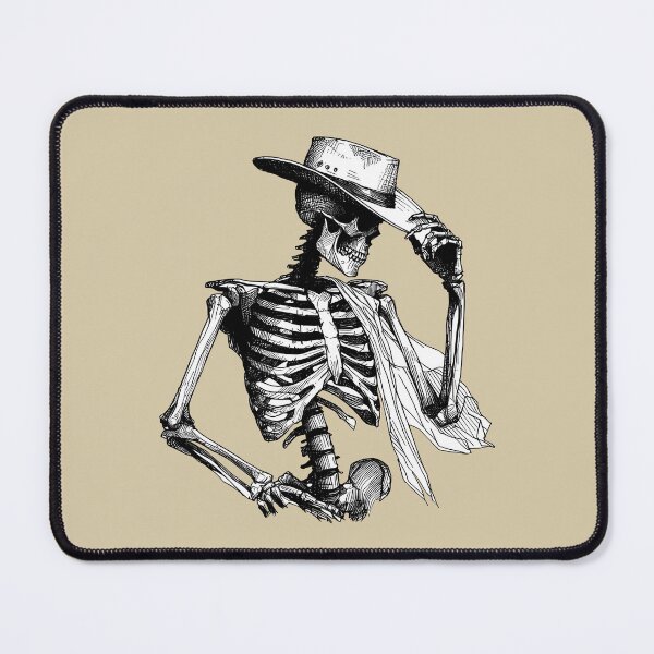 Item preview, Skeleton Cowboy Tipping Hat Greeting Linocut designed and sold by Lady-K-.