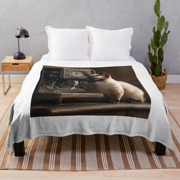 Item preview, Siamese Cat and Antique Espresso Machine designed and sold by Purrista Studio.