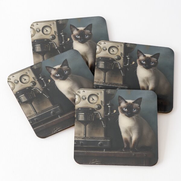 Item preview, Siamese Cat and Coffee Grinder designed and sold by Purrista Studio.