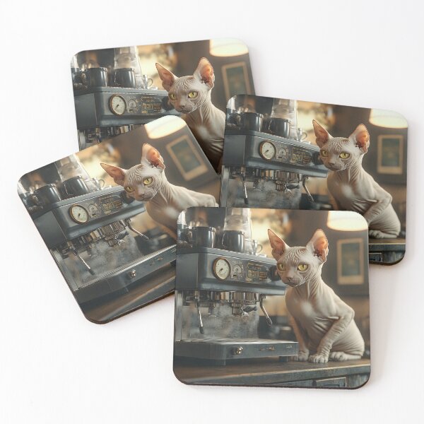 Item preview, Sphynx Cat and Espresso Machine designed and sold by Purrista Studio.