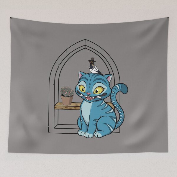 Item preview, Cute Kawaii Blue Tiger Cub & Bird Hat Design-48 designed and sold by KaterynaDudche.