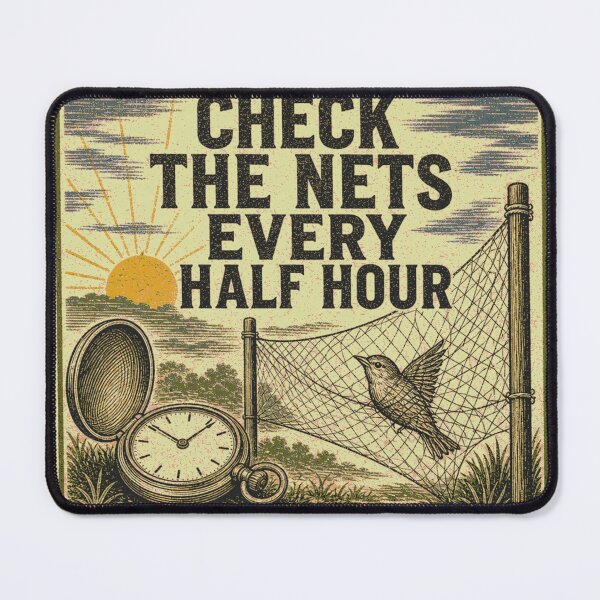 Item preview, Check The Nets Every Half Hour Mist Net Bird Banding Stamp designed and sold by BoosterShop.
