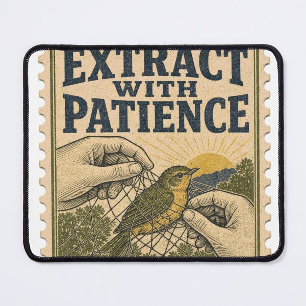 Item preview, Extract With Patience Bird Handling Mist Net Bander Stamp designed and sold by BoosterShop.