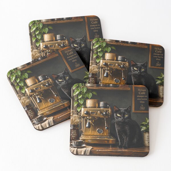 Item preview, Black Cat Vintage Cafe Corner designed and sold by Purrista Studio.