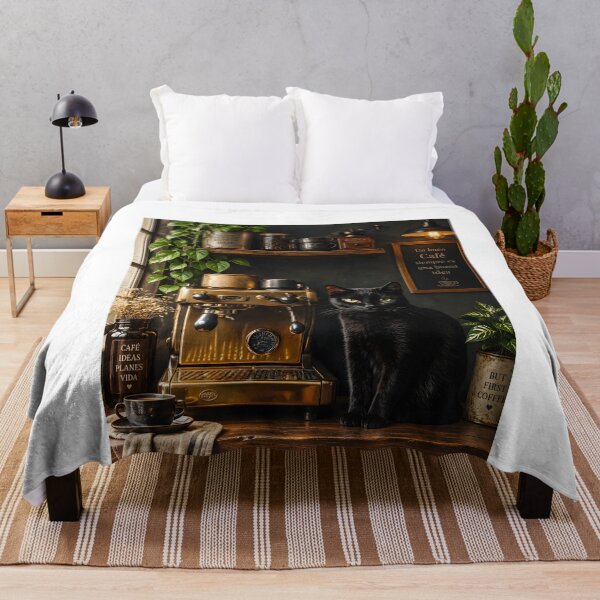 Item preview, Black Cat Vintage Cafe Corner designed and sold by Purrista Studio.