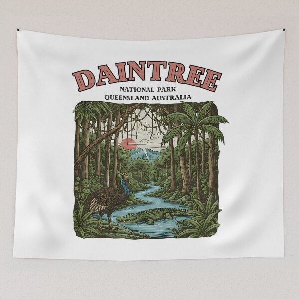Item preview, Daintree National Park Australia Vintage Rainforest Cassowary  Crocodile designed and sold by GarworkzDesign.