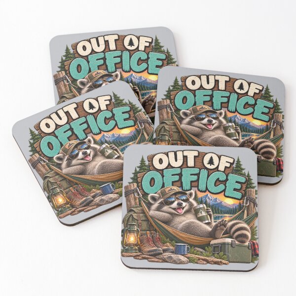 Item preview, Out of Office – Funny Raccoon Camping Adventure designed and sold by OddCritterCo.