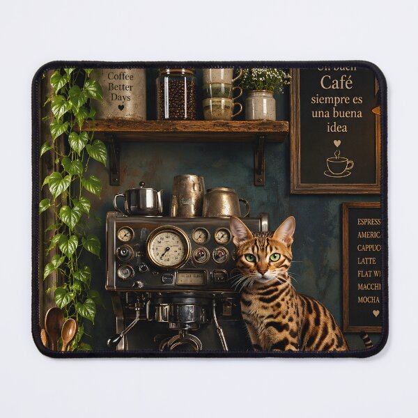 Item preview, Bengal Cat Vintage Cafe Corner designed and sold by Purrista Studio.