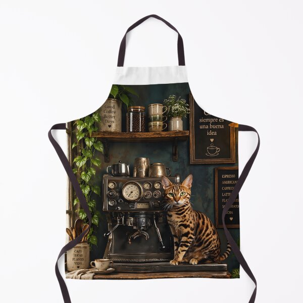 Item preview, Bengal Cat Vintage Cafe Corner designed and sold by Purrista Studio.