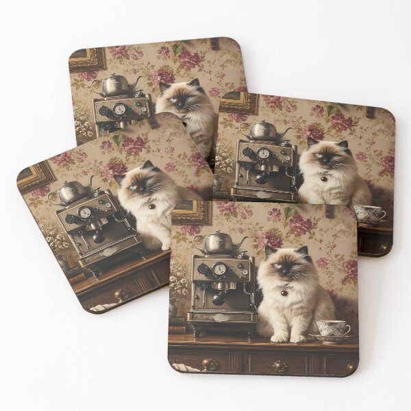 Item preview, Himalayan Cat Floral Cafe Corner designed and sold by Purrista Studio.