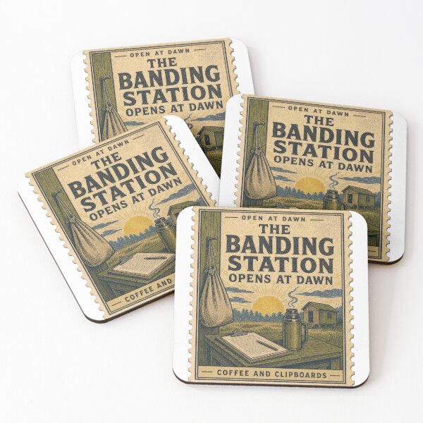 Item preview, The Banding Station Opens At Dawn Bird Observatory Stamp designed and sold by BoosterShop.