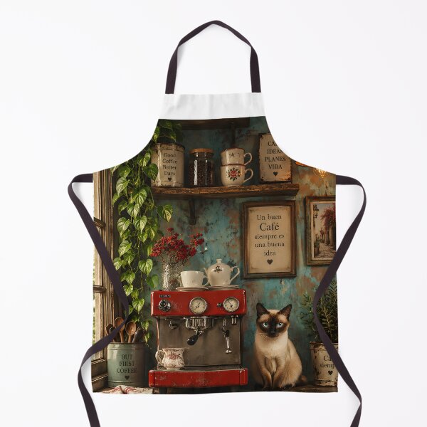 Item preview, Siamese Cat Cafe Corner with Red Espresso Machine designed and sold by Purrista Studio.