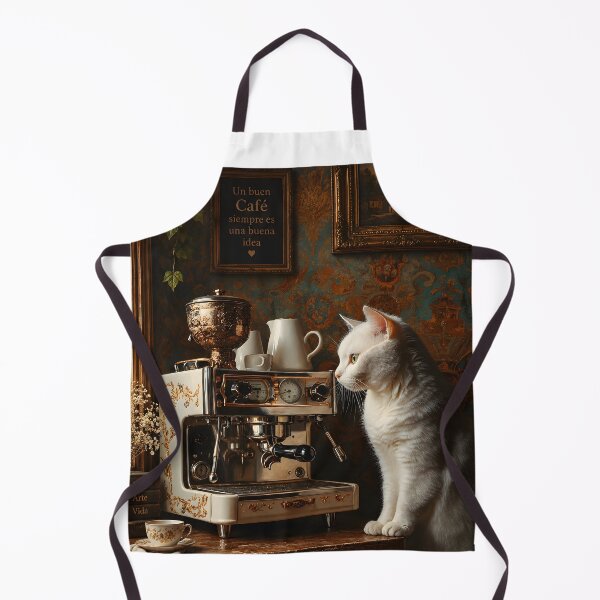 Item preview, White Cat Vintage Cafe Sign designed and sold by Purrista Studio.
