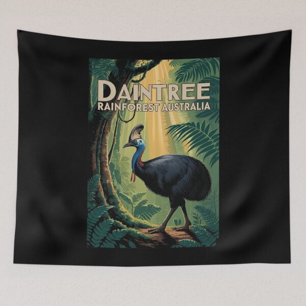 Item preview, Daintree Rainforest Australia Cassowary Travel Poster designed and sold by GarworkzDesign.