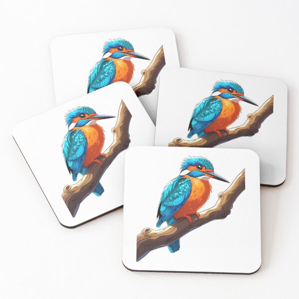 Item preview, Colorful Kingfisher Cartoon on Branch – Vibrant Bird Illustration designed and sold by GarworkzDesign.