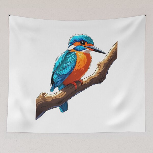 Item preview, Colorful Kingfisher Cartoon on Branch – Vibrant Bird Illustration designed and sold by GarworkzDesign.