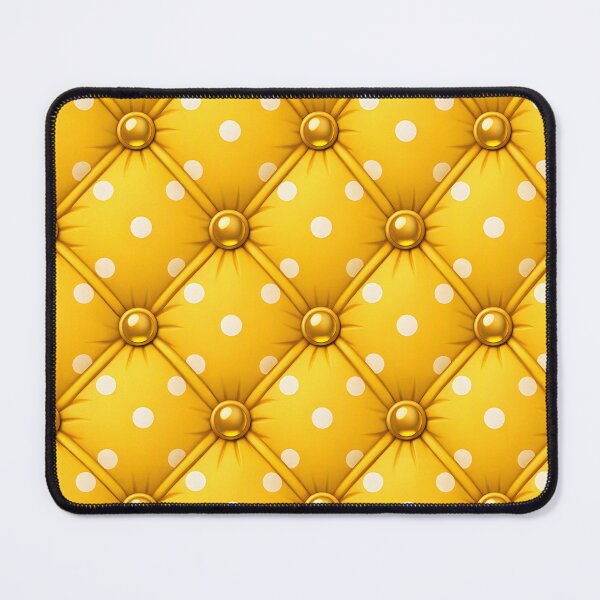 Item preview, Yellow quilted leather surface with polka dots and gold buttons designed and sold by homydesign.