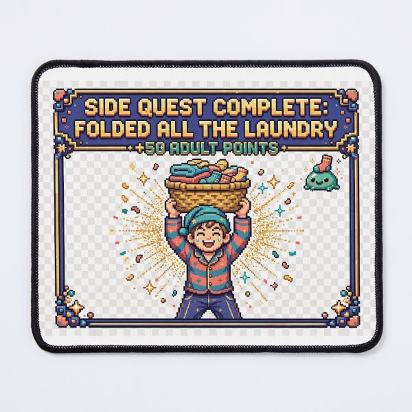 Item preview, Side Quest Complete Folded All The Laundry Funny Gamer Shirt designed and sold by Hearth & Hue.