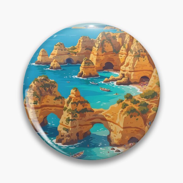 Item preview, Scenic view of coastal cliffs and sea arches above a tropical beach designed and sold by homydesign.