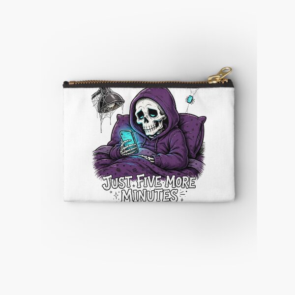 Item preview, Just Five More Minutes Funny Doomscrolling Skeleton Shirt designed and sold by Hearth & Hue.