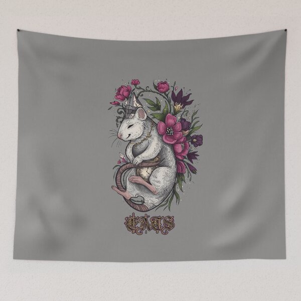 Item preview, Crowned Rat With Pink Blooms Illustration-40 designed and sold by DominiqueBod.