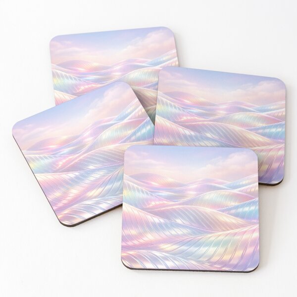 Item preview, Abstract landscape of iridescent rolling waves designed and sold by homydesign.