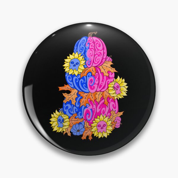 Item preview, Pumpkin And Skull Pink And Blue with black background  designed and sold by missmann.