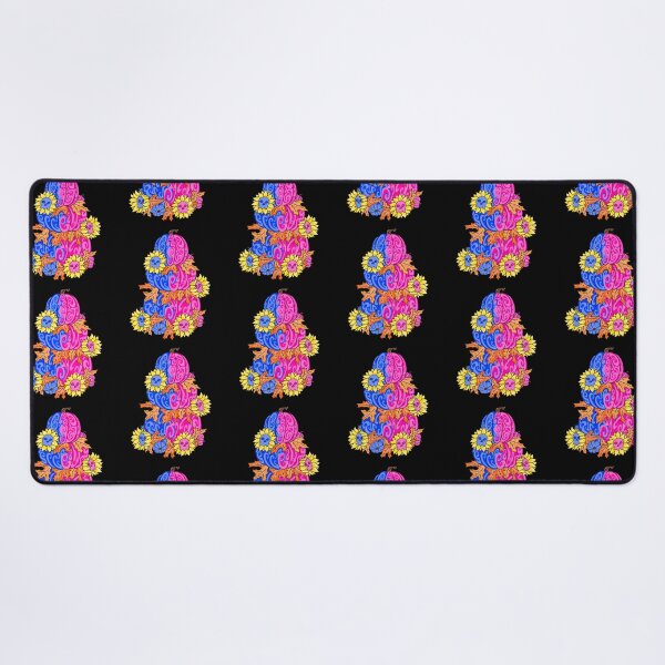 Item preview, Pumpkin And Skull Pink And Blue with black background designed and sold by missmann.