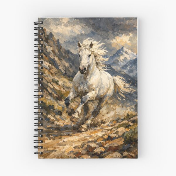 Item preview, White stallion galloping through a mountain landscape designed and sold by homydesign.