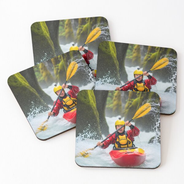 Item preview, Man paddling a kayak through a rocky canyon designed and sold by homydesign.