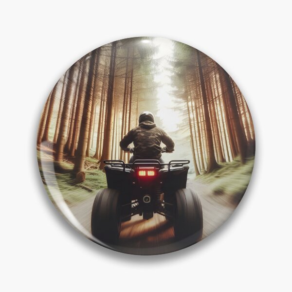 Item preview, A person rides an ATV away into a sunlit forest, captured with motion blur to emphasize speed and the thrill of off-road adventure designed and sold by homydesign.