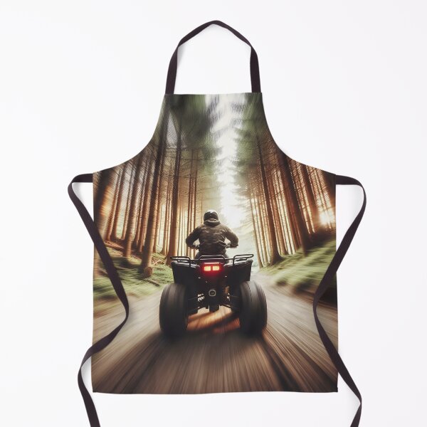 Item preview, A person rides an ATV away into a sunlit forest, captured with motion blur to emphasize speed and the thrill of off-road adventure designed and sold by homydesign.