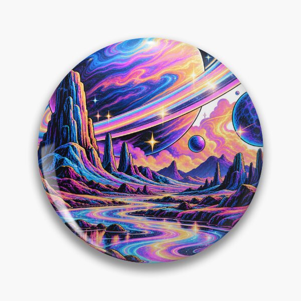 Item preview, Neon Cosmic Planet Landscape designed and sold by TinyWeird.