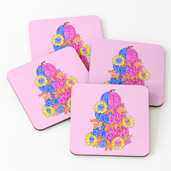 Item preview, Pumpkin And Skull Pink And Blue with pink Background  designed and sold by missmann.