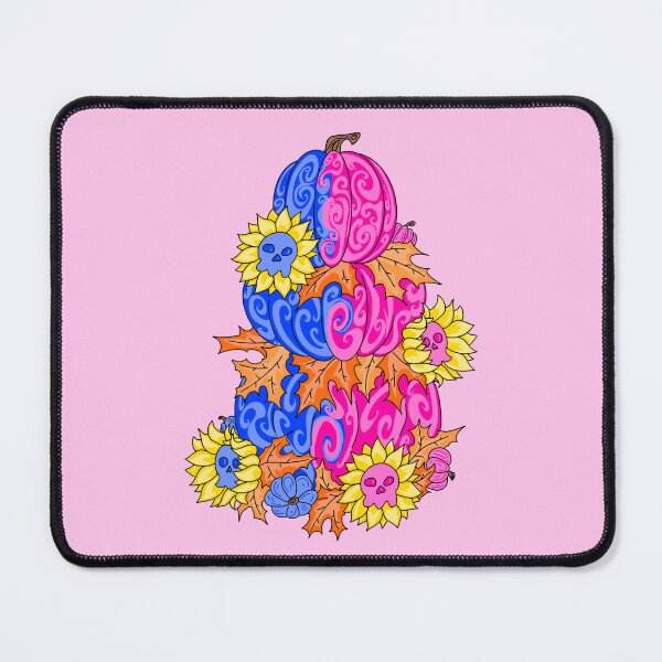 Item preview, Pumpkin And Skull Pink And Blue with pink Background designed and sold by missmann.