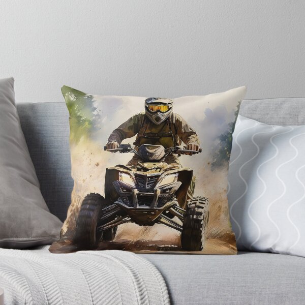Item preview, All terrain vehicle rider driving fast through a muddy forest path designed and sold by homydesign.