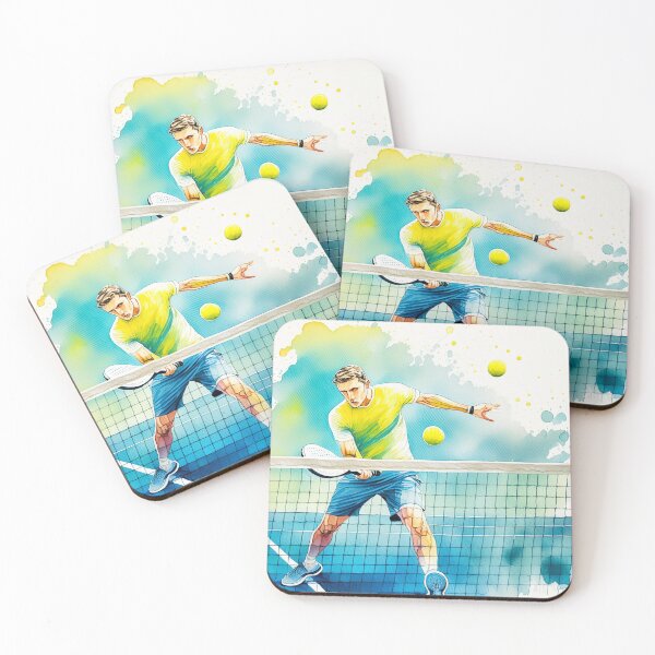 Item preview, Padel player mid-swing with a racket, vibrant watercolor splashes in the background designed and sold by homydesign.