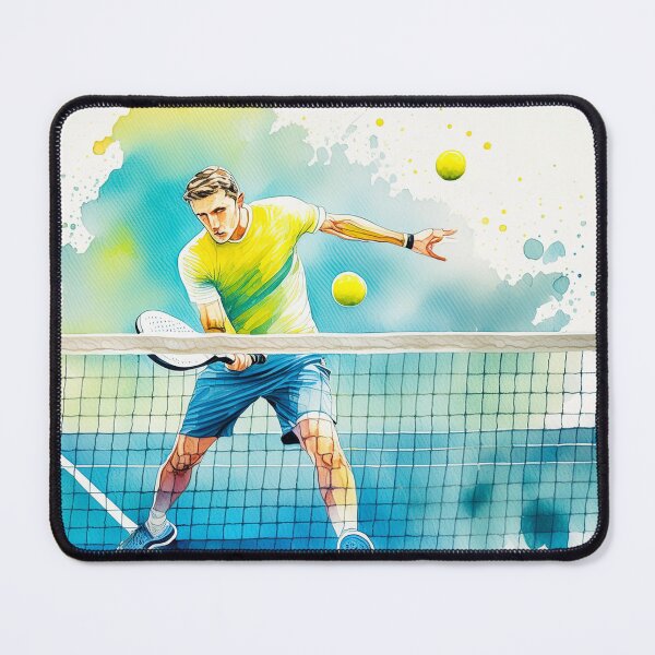 Item preview, Padel player mid-swing with a racket, vibrant watercolor splashes in the background designed and sold by homydesign.