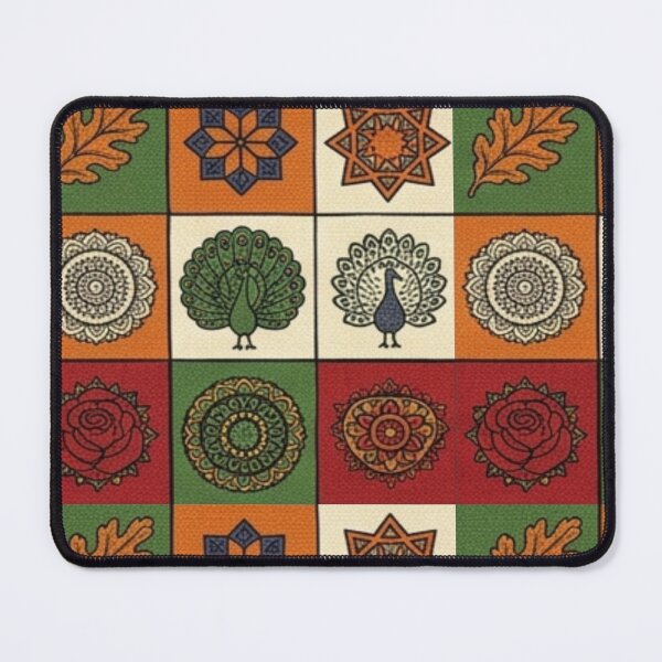 Item preview, Checkered floral and Peacock pattern designed and sold by Sakshiartwork.