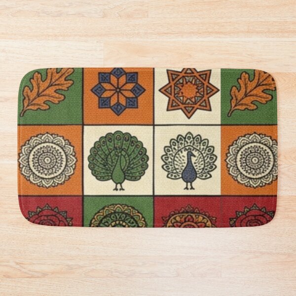 Item preview, Checkered floral and Peacock pattern  designed and sold by Sakshiartwork.